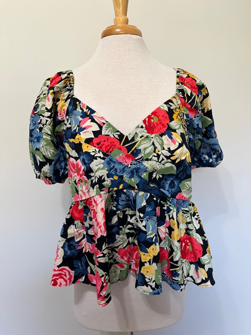Zara trf Printed Draped Floral Crop Peplum Top XL NWT *one Callout